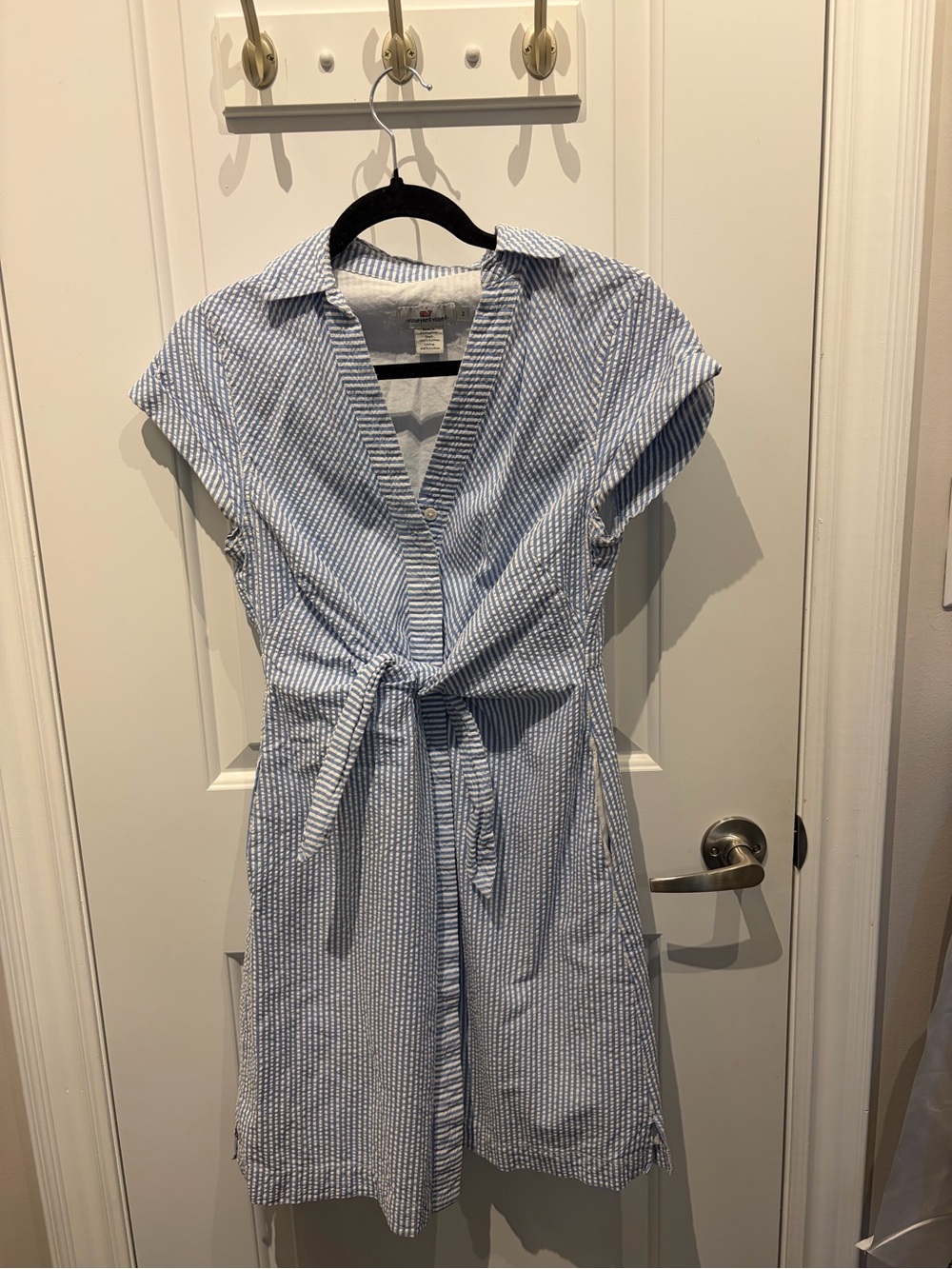 Vineyard Vines Blue and White Striped Tie-Waist Midi Dress, size 2